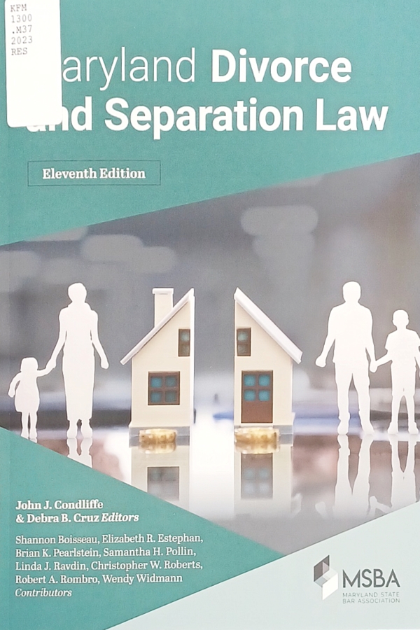 Book cover for Maryland Divorce and Separation Law, 2023 (MSBA)